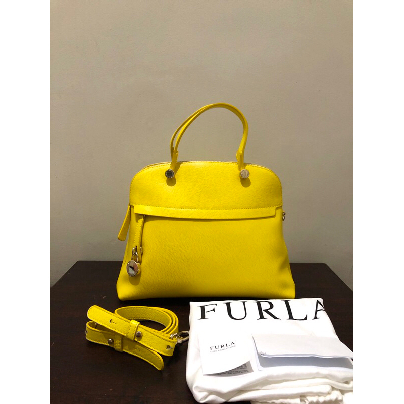 Authentic Furla Piper M Dome Yellow Hand Shoulder Bag Preloved