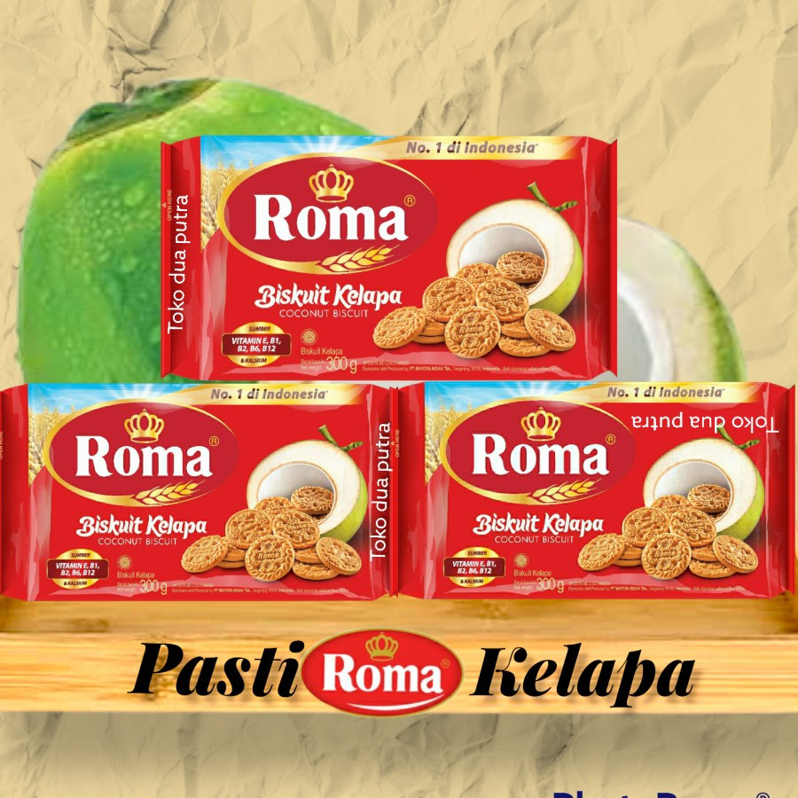 

Roma kelapa biskuit roma kelapa 300 gr X 3 pack (coconut biskuit )