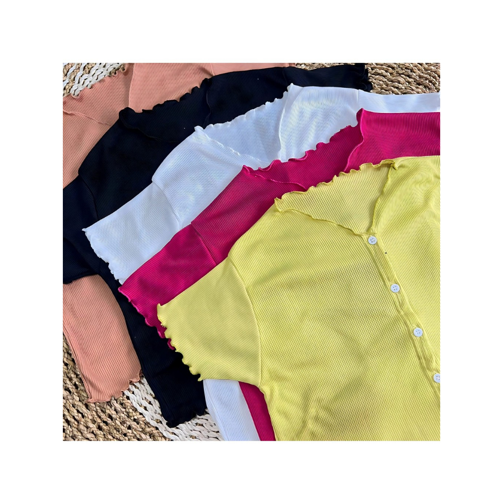 Cardigan rajut crop lengan pendek wanita leher V_Neck Kardigan Knit