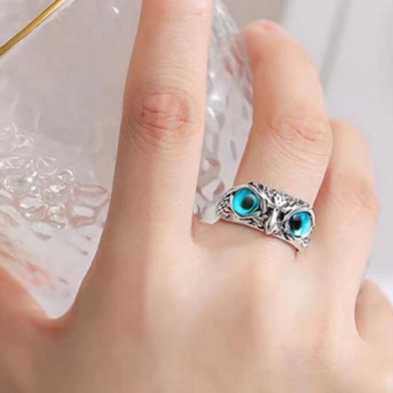 cincin motif owl silver / cincin korea / cincin pria wanita