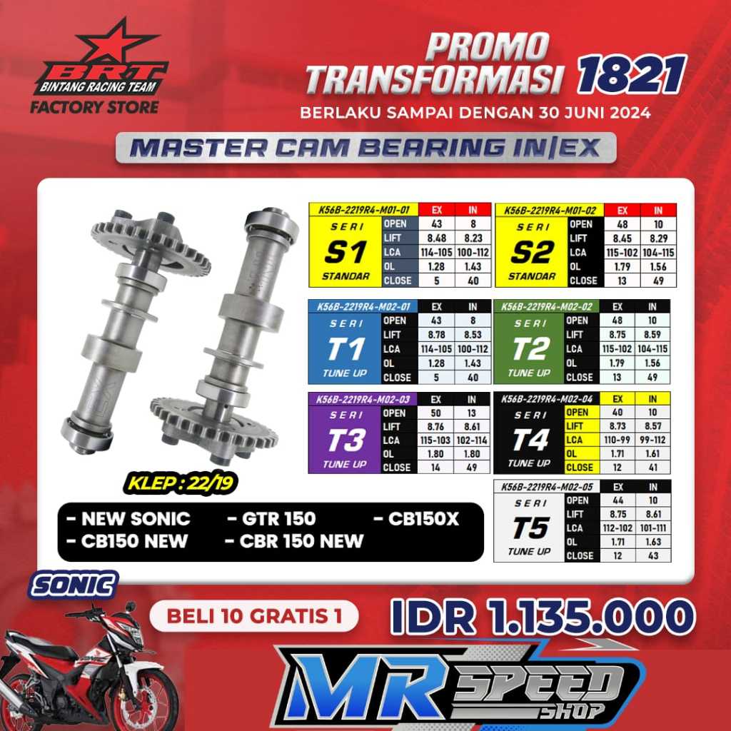 NOKEN AS BRT SONIC NEW/GTR 150/CB150X/CB150 NEW/CBR 150 NEW( S / T / R )