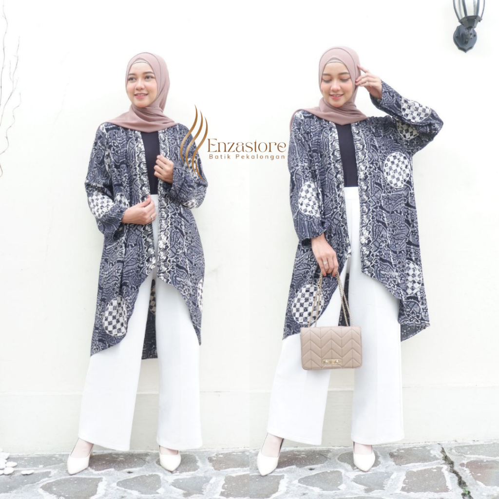 Outerwear Bolero Cardigan Rayon Premium Motif Cap Outer Sabyan Shibori Long Vest Tie Dye