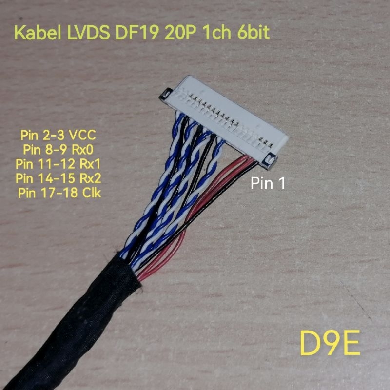 Kabel LVDS DF19 20P 1ch 6bit DF-19 20 pin single channel 6 bit