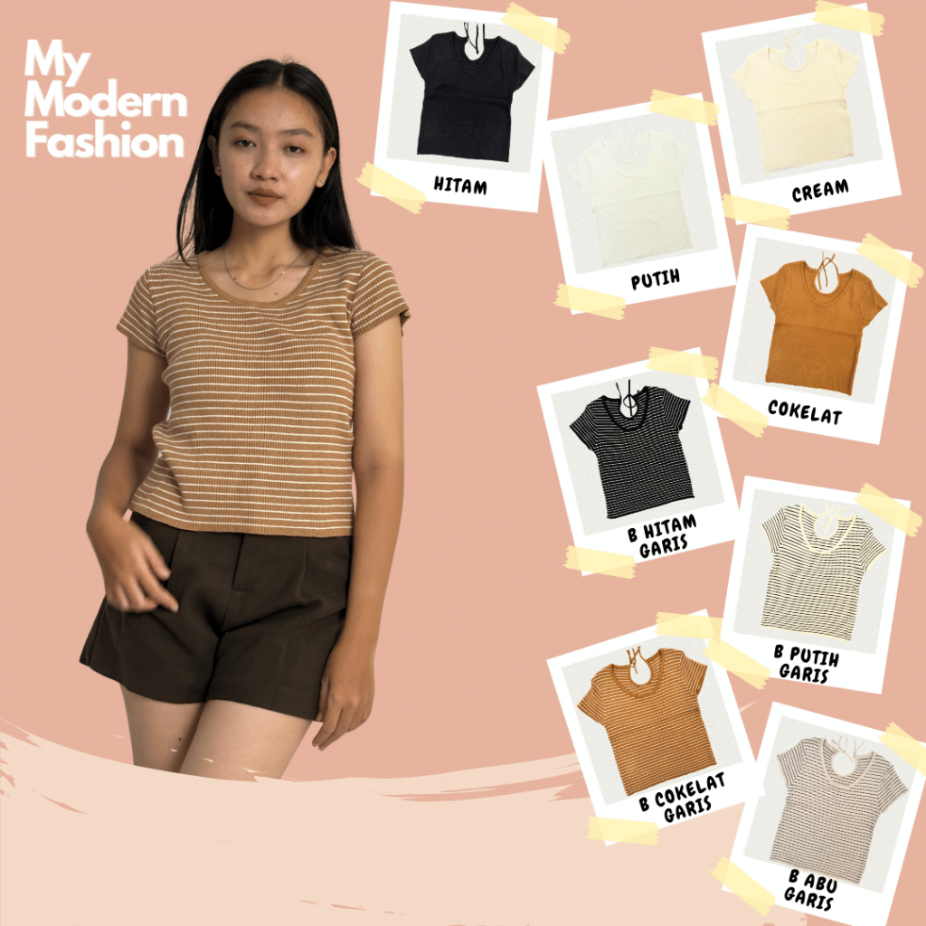 [ MY MODERN ] ATASAN WANITA RAJUT PREMIUM SOFT LENGAN PENDEK TALI BELAKANG KOREAN STYLE TOP KNIT