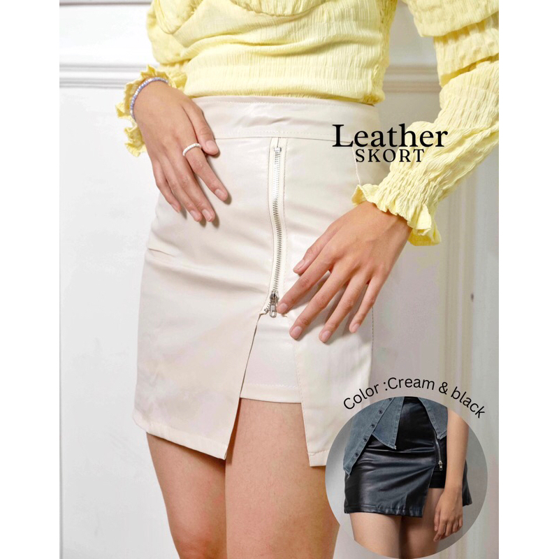 PEACHY Leather Skort
