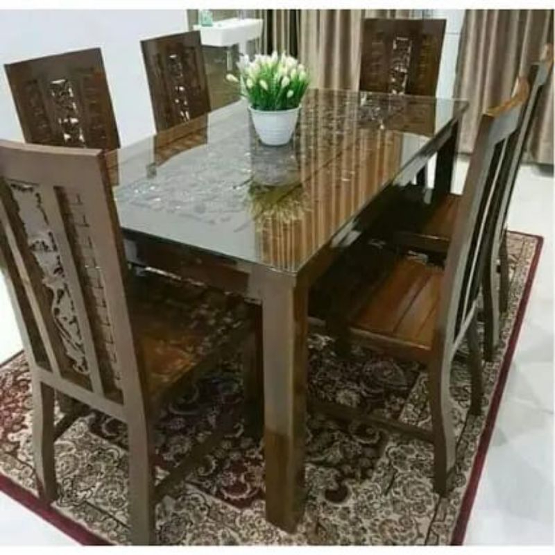 meja makan kepang jati tua perhutani