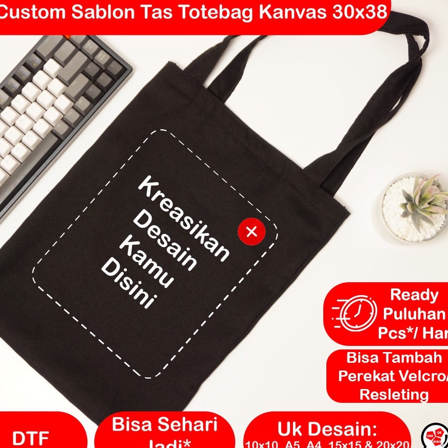 Terbagus Sablon Totebag  Custom Totebag Kanvas Premium Sehari Jadi Full Color