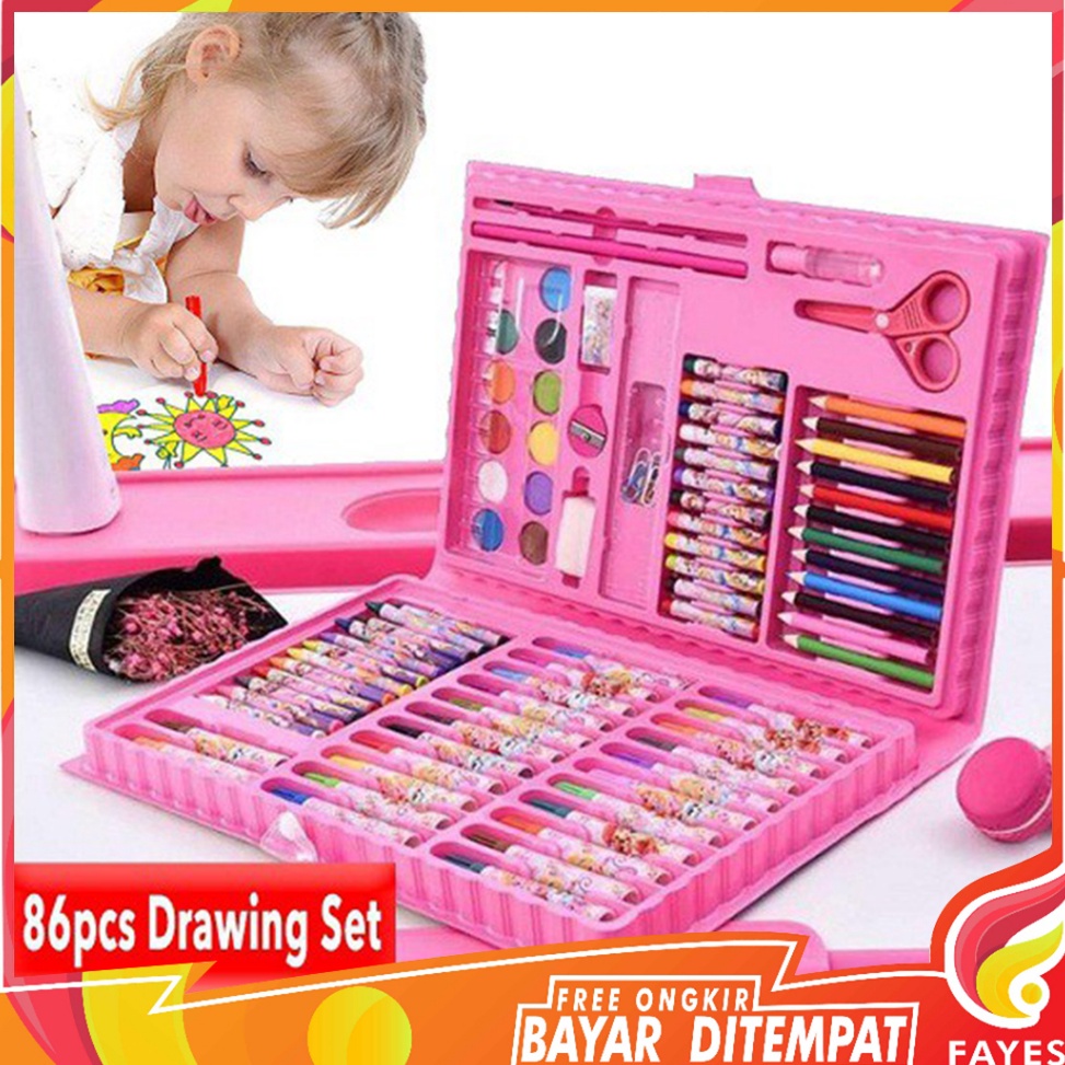 

FAYES COD Crayon Warna Anak Set 86 Pcs Krayon Mewarnai Anak 86 Pcs STY3 ART X7S8