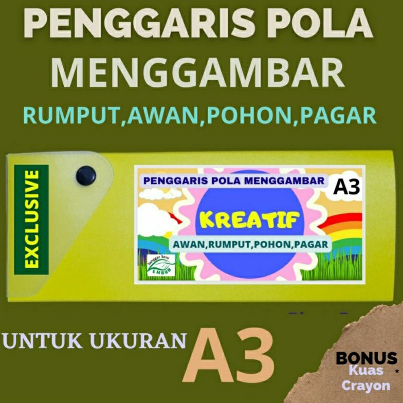 

Penggaris Pola Menggambar Ukuran A3 Isi 5 Bonus Sulak Crayon ART V5D3