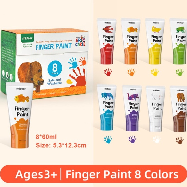 

Mideer Finger Paint Color Non Toxic Washable Cat Anak 8 pcs ART N8F9