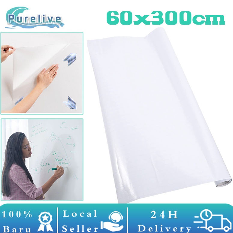 

6cmx3m Adsorpsi Elektrostatik Stiker Papan Whiteboard Sticker White Board Tempel ART K1T1