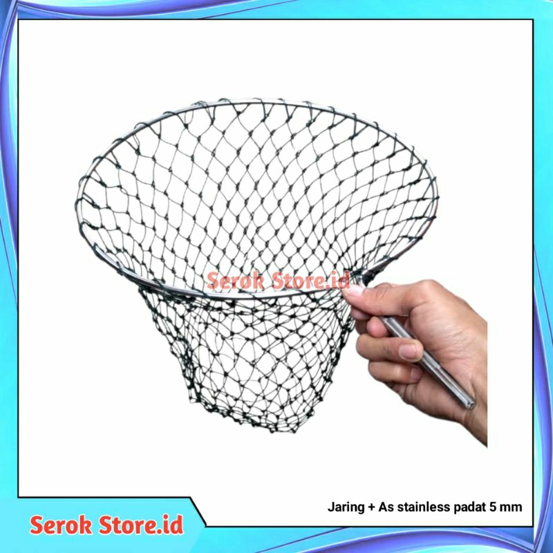 jaring serokan ikan stainless + siap pakai + serok ikan besar benang nylon + serokan ikan super kuat