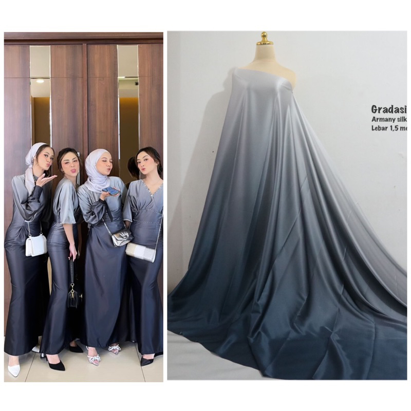 Kain gradasi warna | kain polos gradasi | kain campur warna | kain bridesmaid | kain mewah
