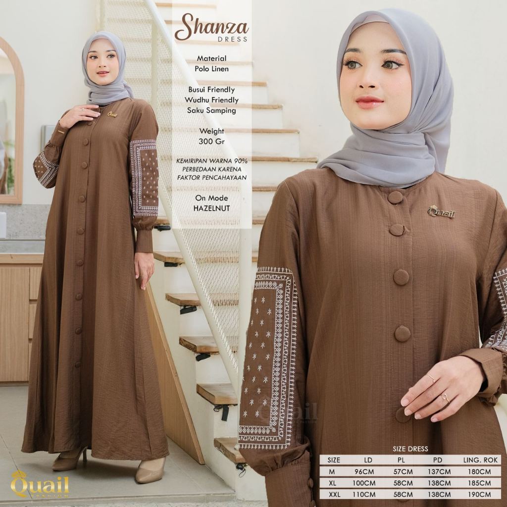 Quail Hijab - Shanza Dress Bordir Gamis Premium Butik | Baju Kondangan-5