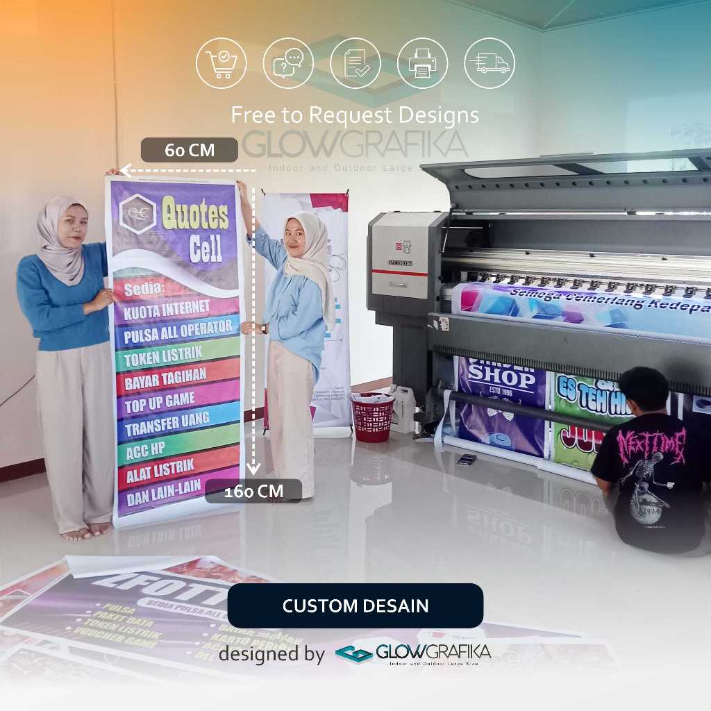 Banner Spanduk Toko Konter Pulsa Cell Free Reques Desain A