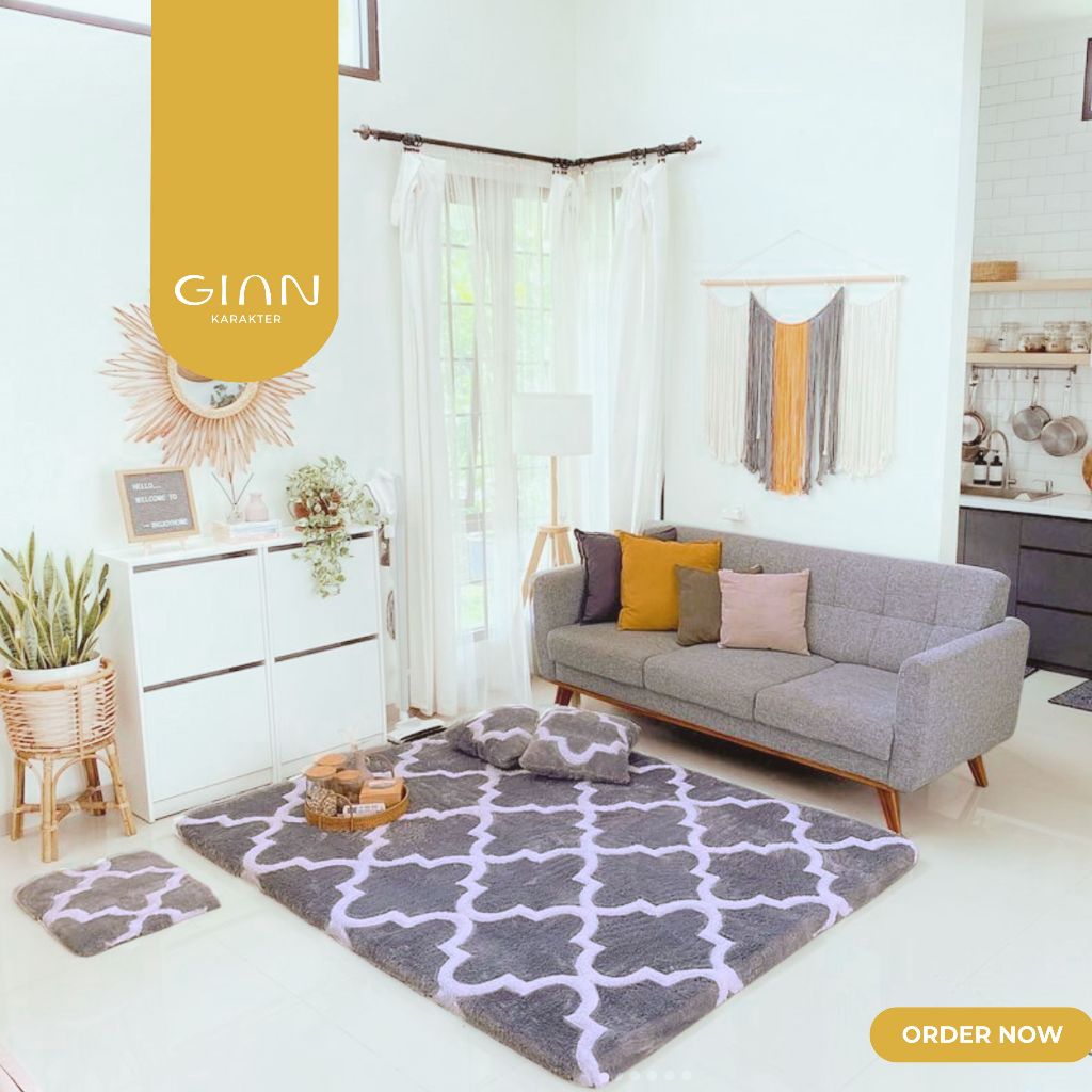 Surpet [Kasur Karpet] Bulu Empuk Maroc Abu - Gian Karakter