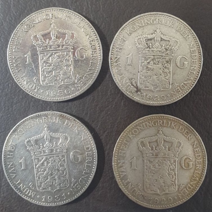 koin kuno koin perak 1 gulden Wilhelmina tahun 1928 1929 193 1931 1939 VF ART W6F7