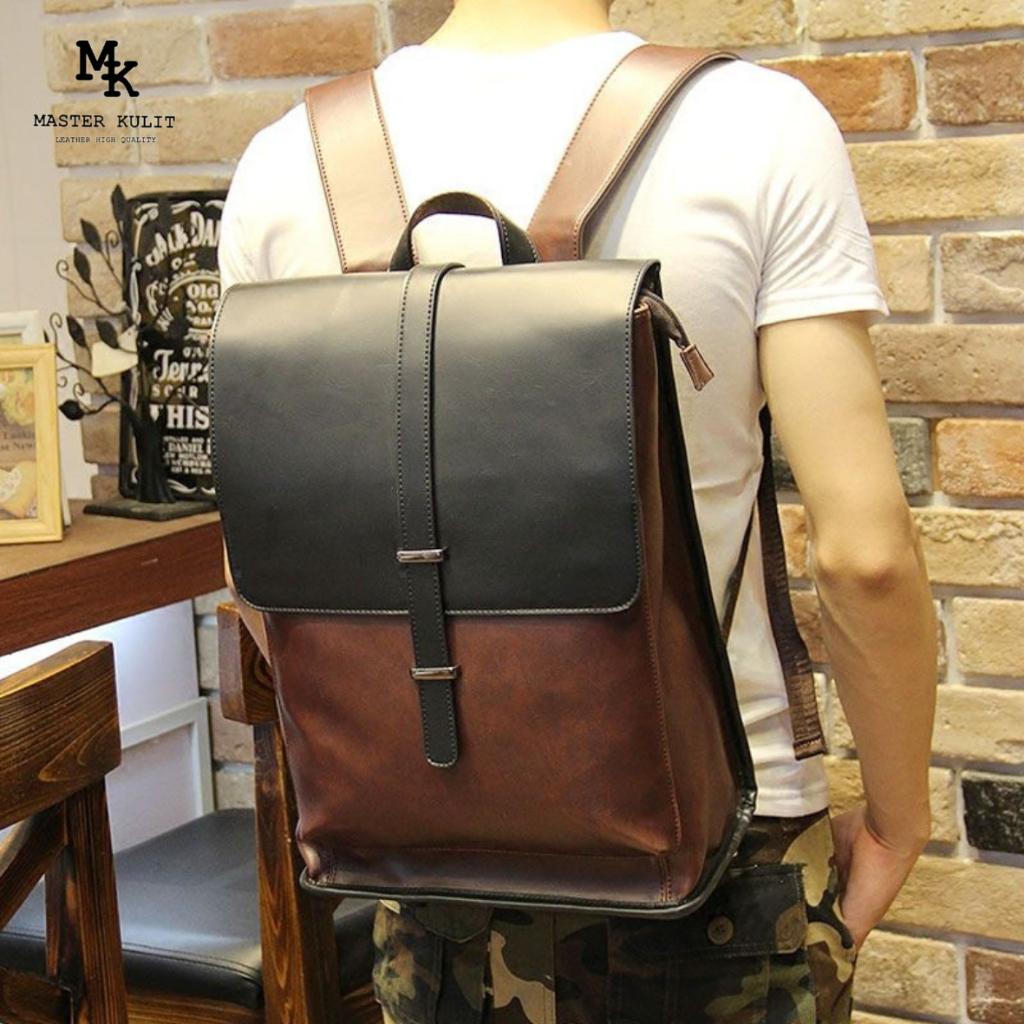 Tas Ransel Kulit Asli Ransel Laptop Kulit Kombinasi Crezy Horse