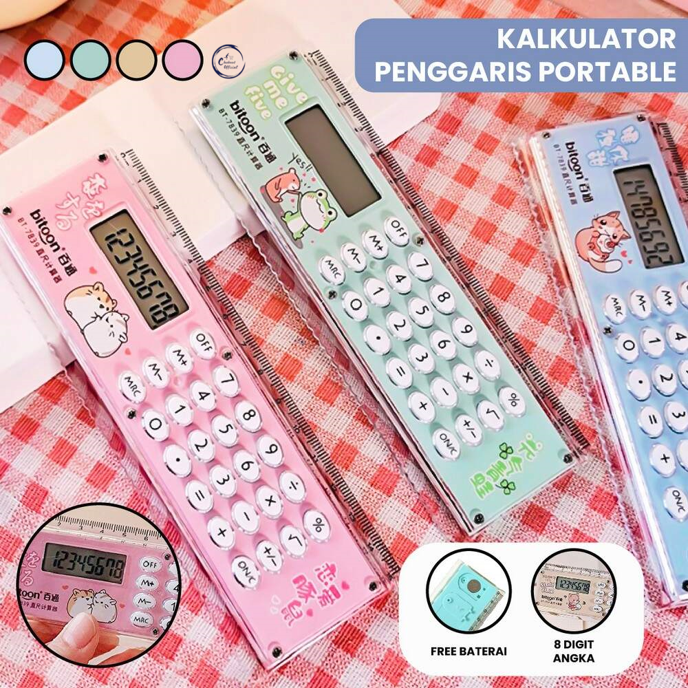 

Kalkulator Penggaris Karakter 2IN1 Mini Portable Multifungsi Kalkulator 8 Digit Penggaris 15cm Perlengkapan Sekolah Anak Praktis
