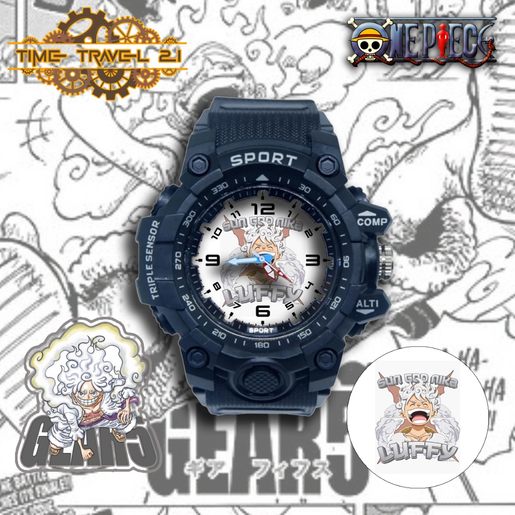 Jam Tangan Anak ONE PIECE LUFFY GEAR 5 Strap Ruber Sporty Anti Air /Jam Tangan Sport 01X7SP07