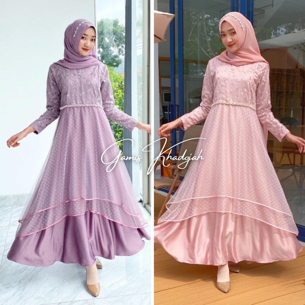 BELLE DRESS PREMIUM MATERIAL BROKAT KOMBINASI TULLE TUTU BY GAMIS KHADIJAH | TERBARU  GAMIS WANITA R