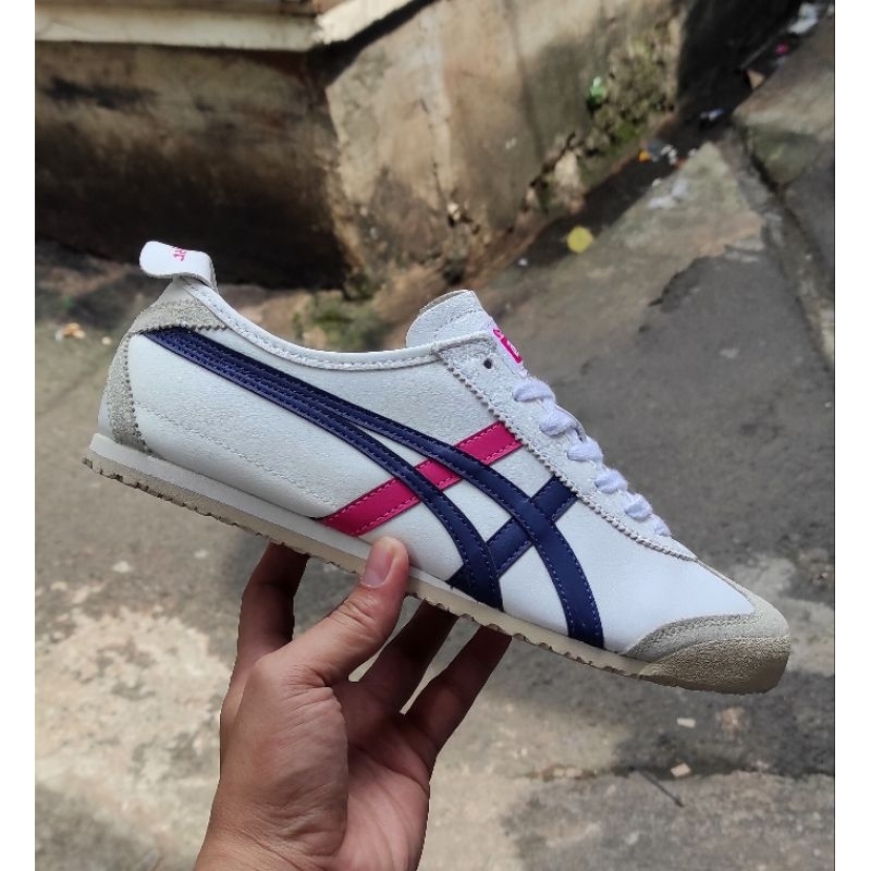 SEPATU SNEAKERS ONITSUKA TIGER MEXICO 66 LEATHER MUJER BLANCO ORIGINAL 100% BNIB RESMI