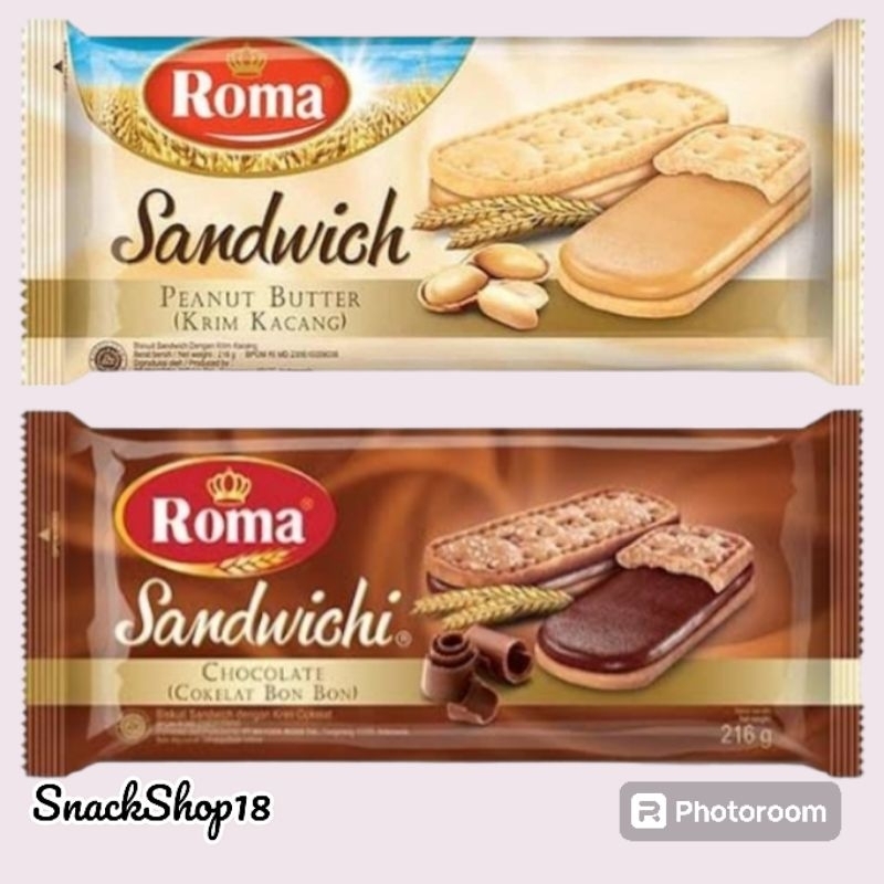 

Roma Sandwich Chocolate dan Peanut Butter 1 pack @ 216 gram