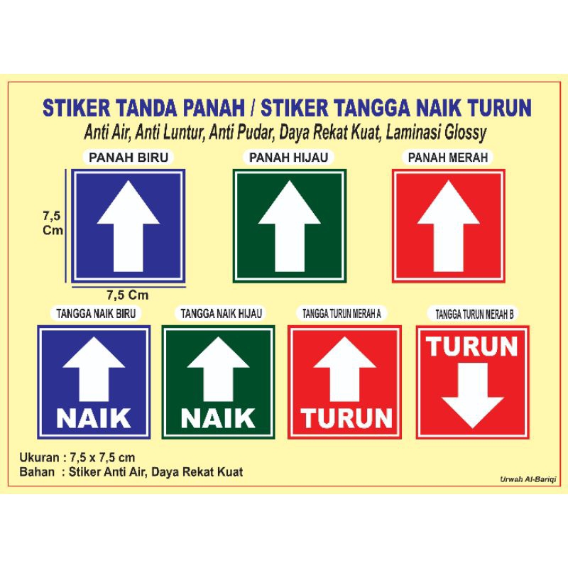 

STIKER TANDA PANAH / STIKER TANGGA NAIK TURUN UKURAN 7,5 x 7,5 cm