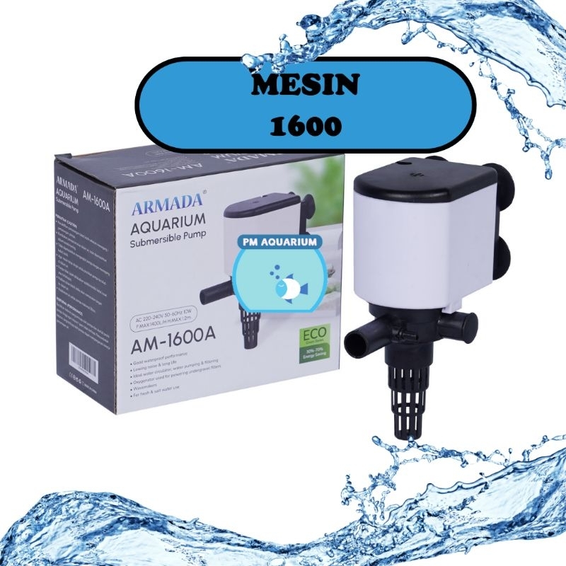 POMPA AIR CELUP AQUARIUM MESIN 1600 / ARMADA AM 1600A / KIYOSAKI AR 1600 / AQURA SP 1600 / RECENT AA