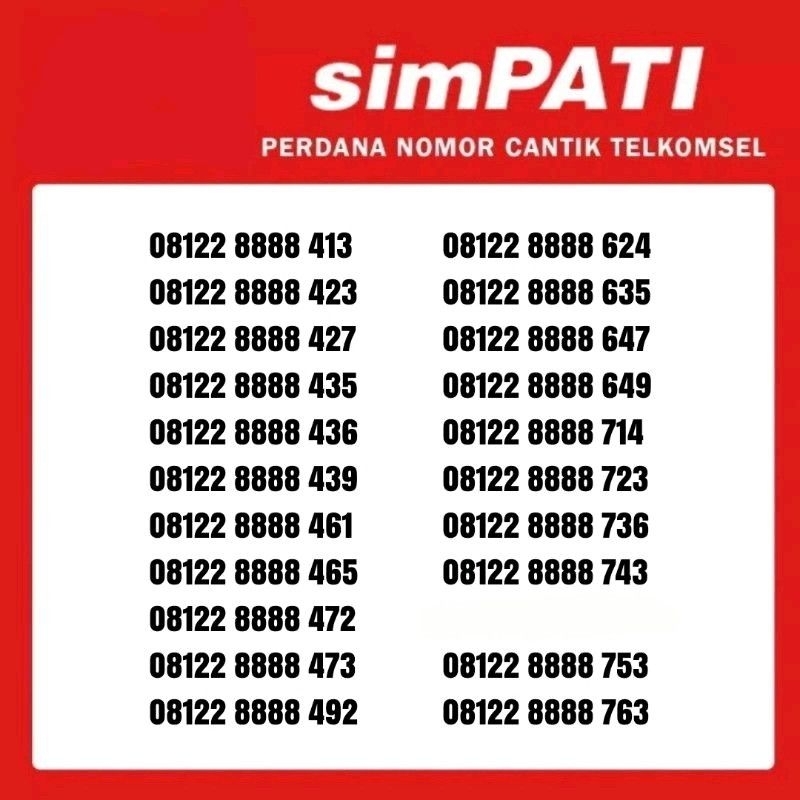 Nomor cantik simpati rapi 08122 8888