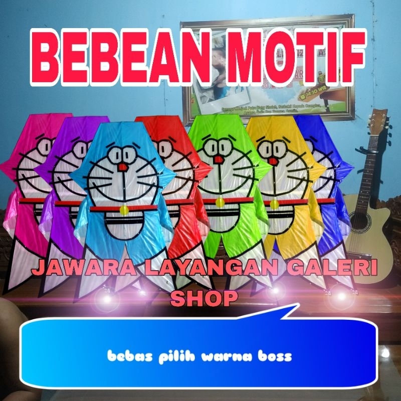layang layang bebean doraemon uk.1meter unik lucu semi knockdown