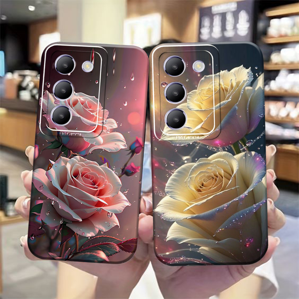 CASE HP VIVO Y100 TERBARU 2024 MOTIF Bunga Mawar Cantik Aesthetic Kekinian - Case Cantik - Case Bung