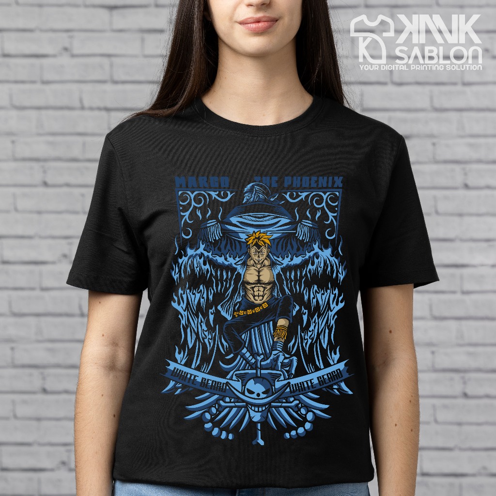 Kaos baju distro anime onepiece Marco pirate shirohige-KANKSABLON