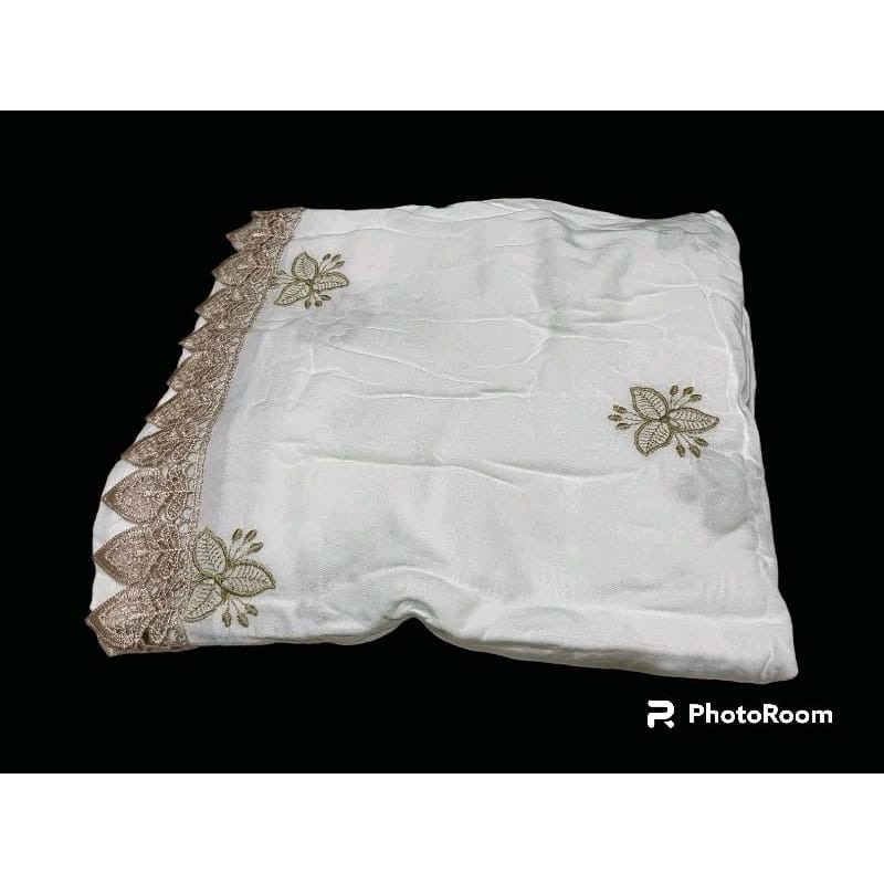 MUKENA BORDIR KHUSUS PUTIH BAHAN RAYON