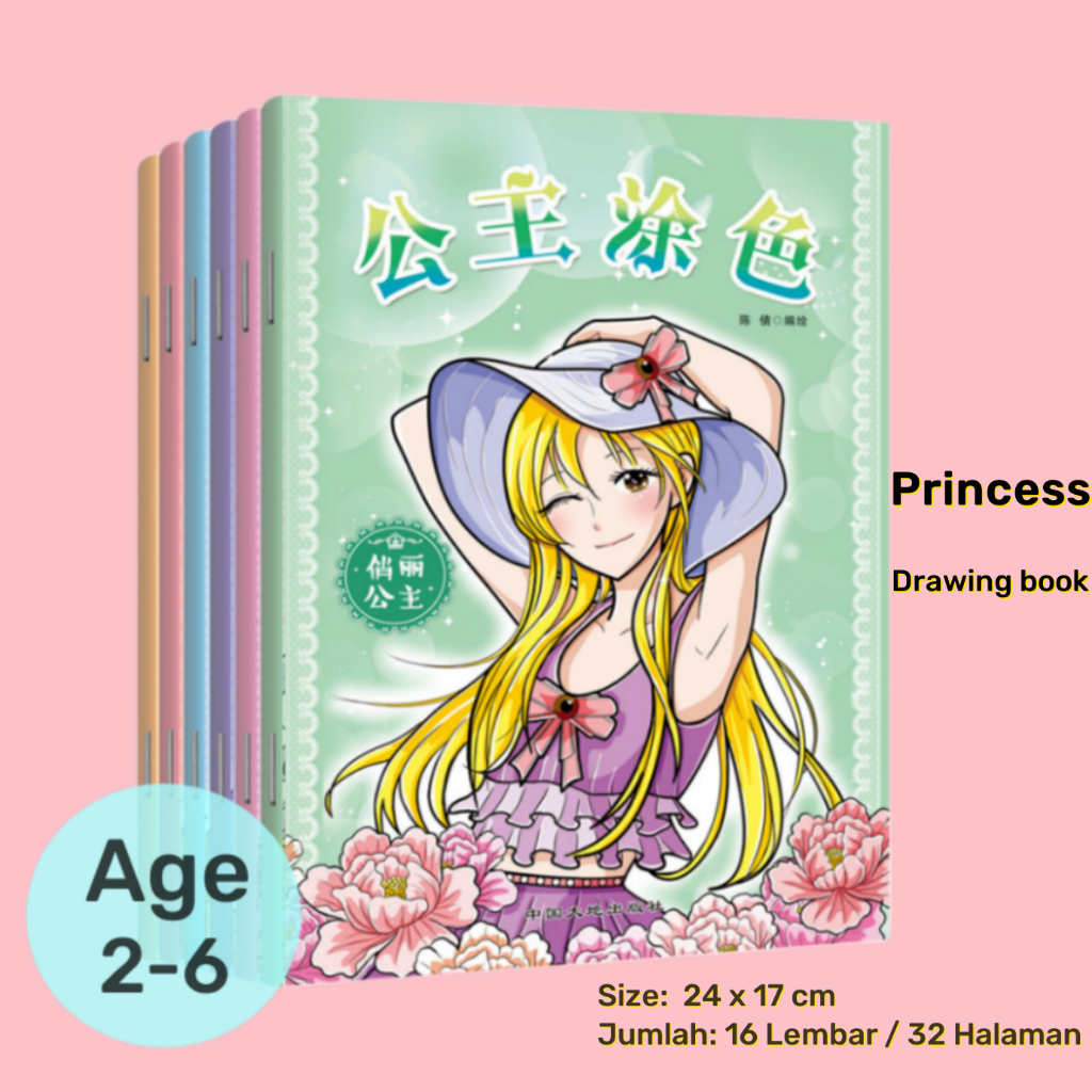Princess drawing DIY Buku gambar mewarnai anak perempuan art craft Buku edukasi Coloring drawing boo