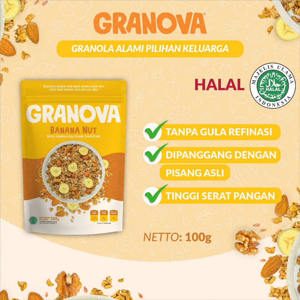 

Sereal, Makanan Sehat, Halal Rasa Pisang dan kacang 100gr