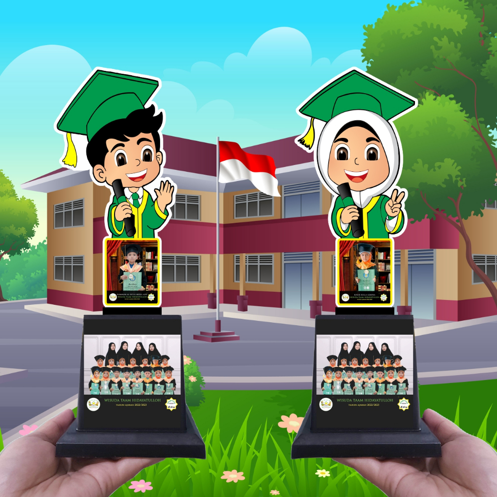 SOUVENIR WISUDA SOUVENIR PLAKAT WISUDA AKRILIK TK/PAUD BEBAS CUSTOM NAMA FOTO MODEL KARTUN
