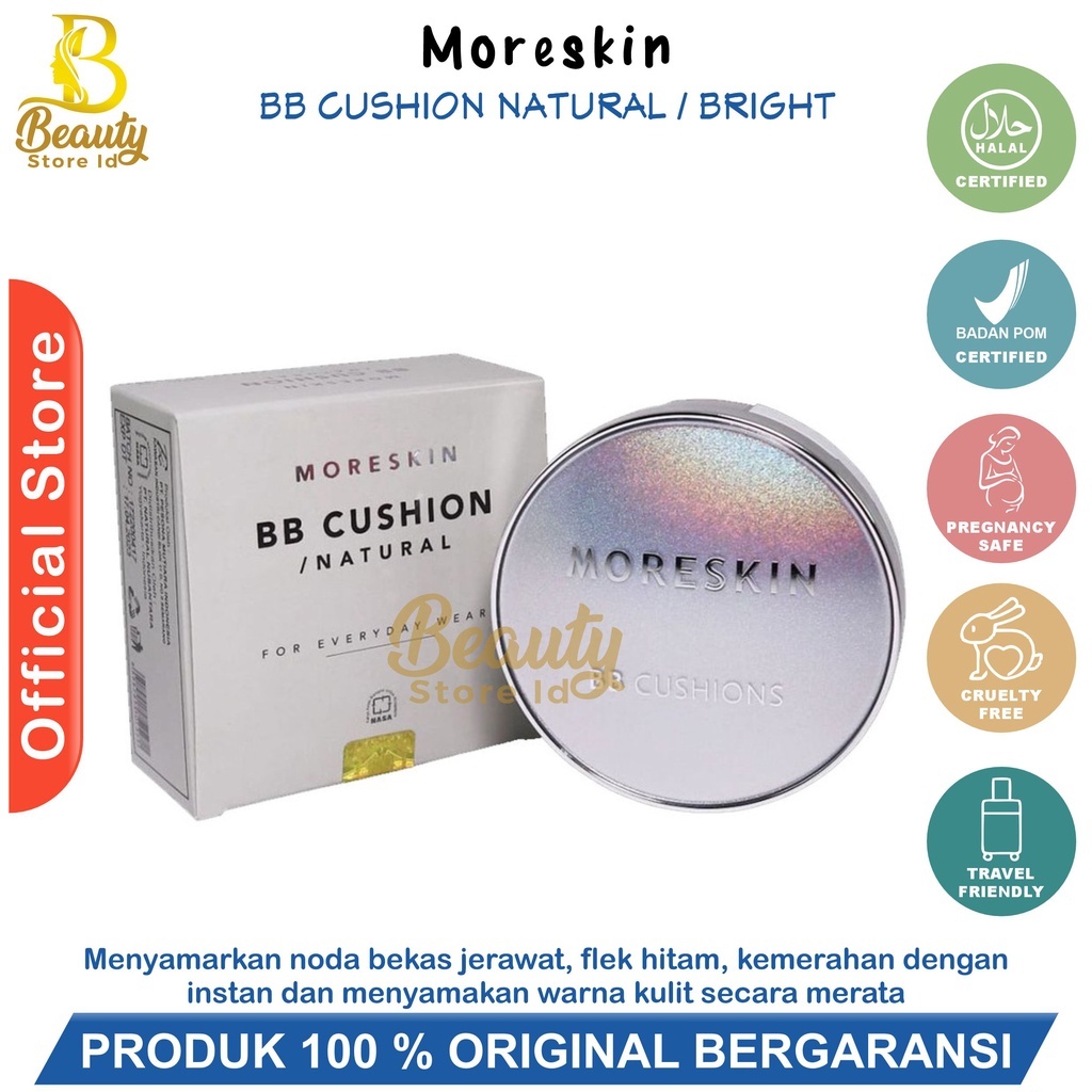 BS - Moreskin Bb Chusion Natural / Bright Nasa Original Bedak Foundation Penghilang Noda Bekas Jeraw