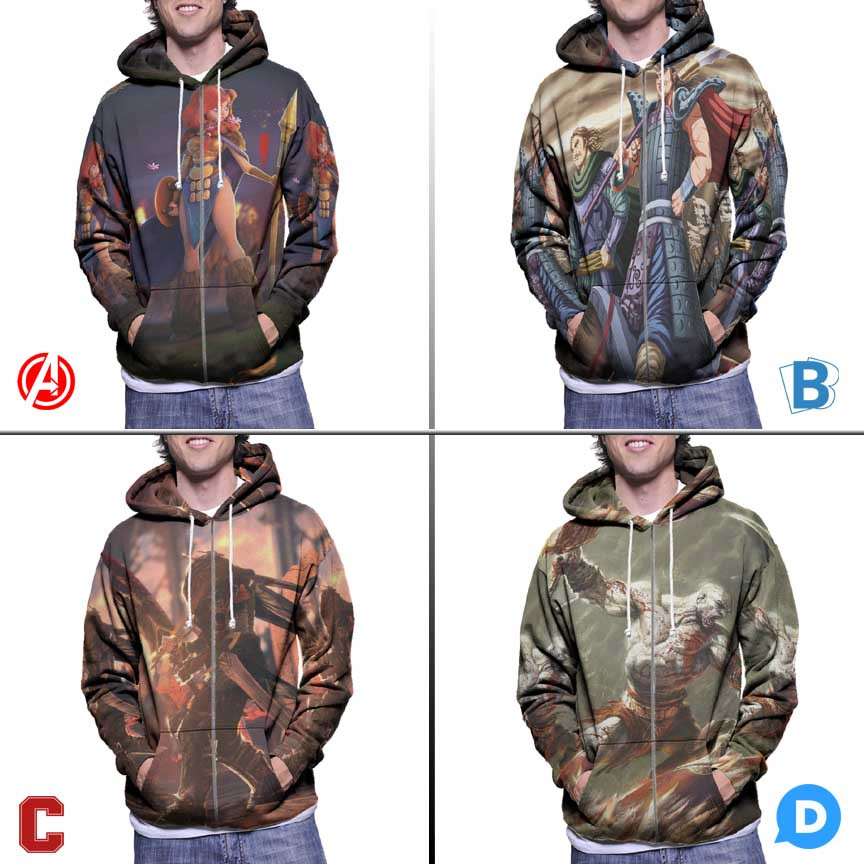 Ritsleting Hoodie Rise of Kingdom New Hoodie Zipper Fullprint Bahan Polyester Jersey