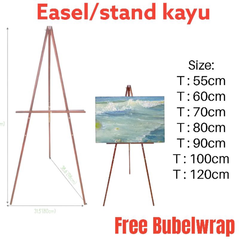 Easel kanvas Lukis Tripod kayu penyangga Melukis