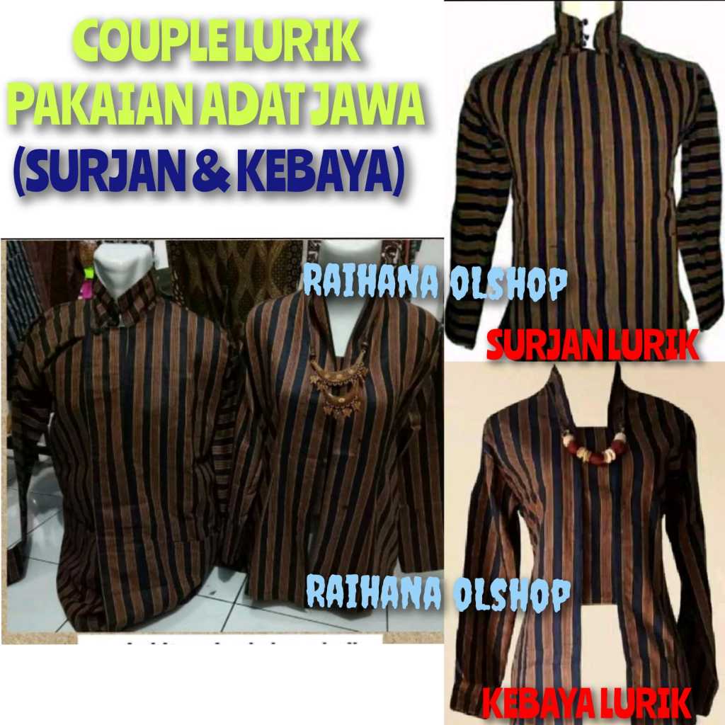 BAJU SERAGAM ADAT JAWA | PAKAIAN COUPLE LURIK COKLAT HITAM | PAKAIAN NASIONAL TRADISIONAL COUPLE ADA