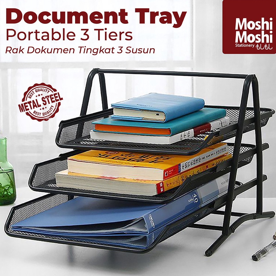 

Document Tray Desk Storage Foldable 3 Tiers Rak Kertas File Dokumen 3 Susun Jaring Besi ART J1P7