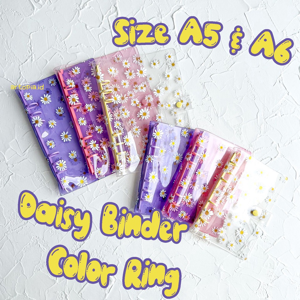 

A5 A6 6 Ring Binder Daisy Color Ring Estetik Sinking Fund Hole Organizer Aesthetic Zipper Ziplock Kantong Budgeting Uang ART B8W5