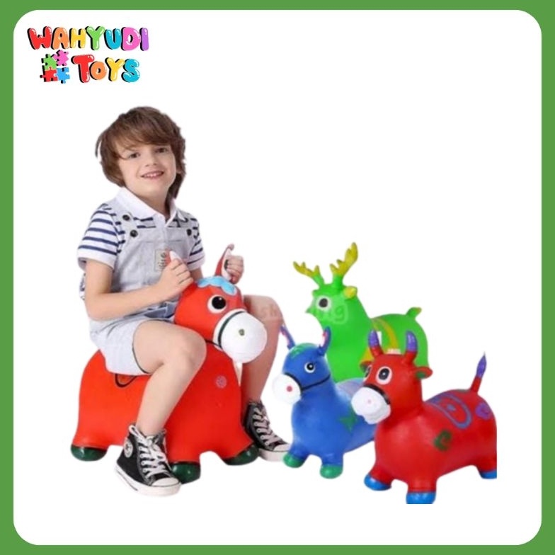 ART F56B MAINAN ANAK MURAH KUDA KUDAAN ANAK ANIMAL JUMPING POMPA KARET ADA MUSIKNYA DAN BISA DIDUDUK