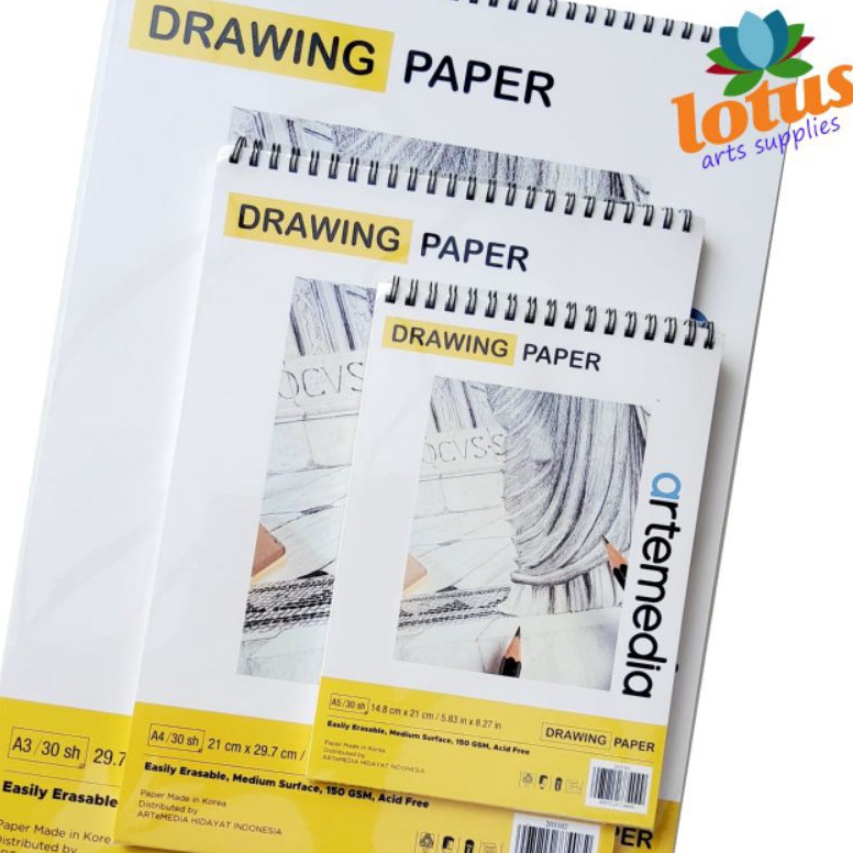 

Artemedia Drawing Paper Book A3 Wirebound Sketchbook 15gsm 3Sheets ART C4X8