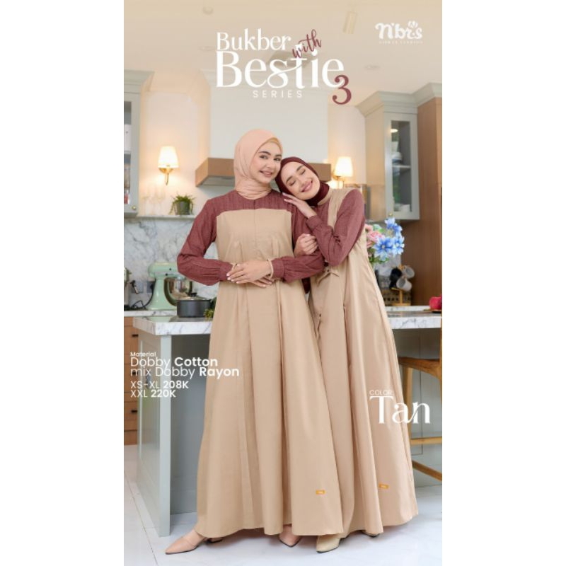 Nibras Bestie Series 3A 3B Warna Tan Gamis Couple Lebaran Pengajian OOTD Outfit Terbaru Original N'B