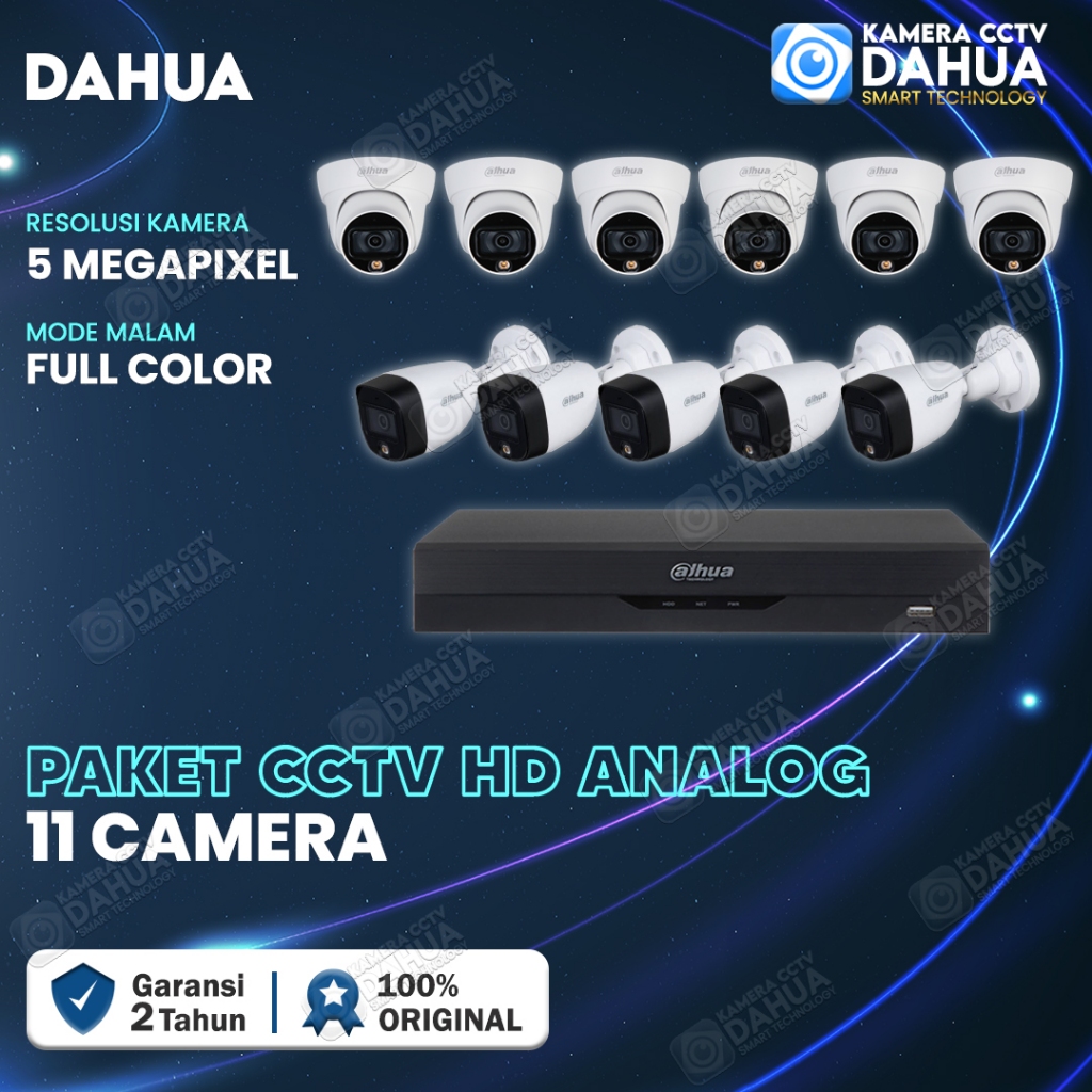 PAKET CCTV DAHUA 5MP FULL COLOR 11 KAMERA