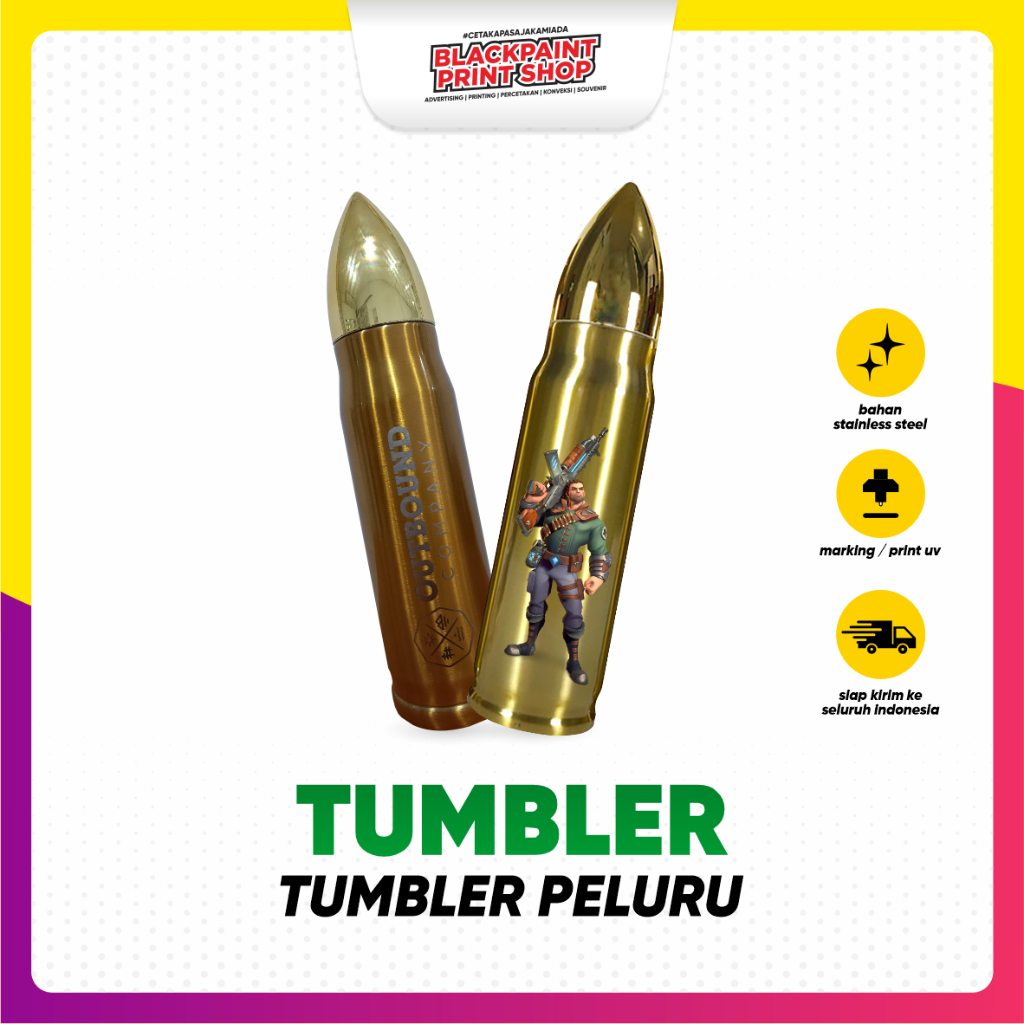 (Free Design) Tumbler Custom / Souvenir Murah / Termos Botol Air Minum Stainless / Tumbler Peluru (5