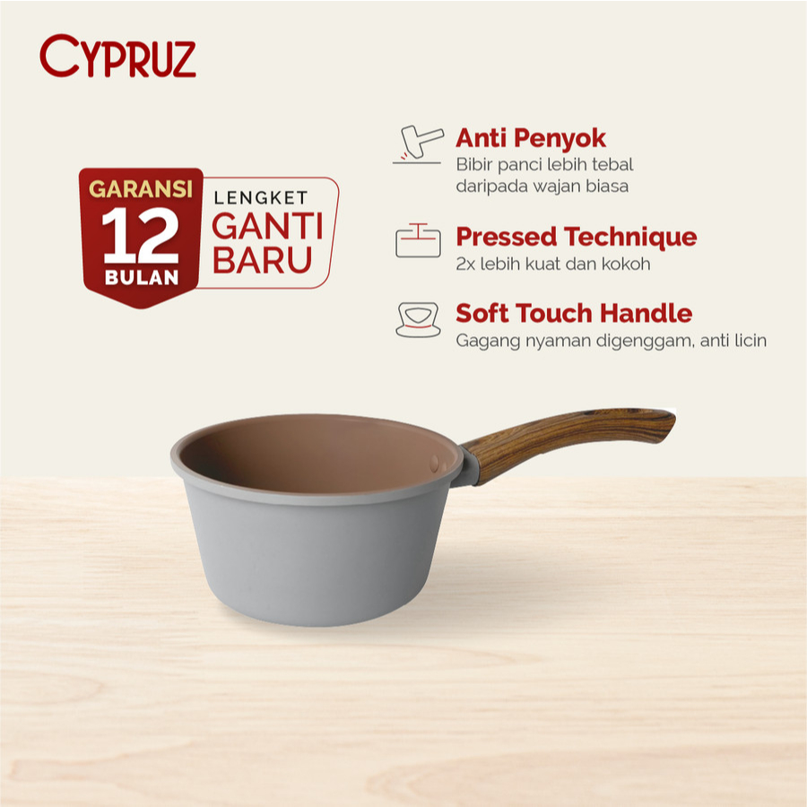 CYPRUS PANCI SUSU ANTI LENGKET SAUCE PAN 18CM NUDE