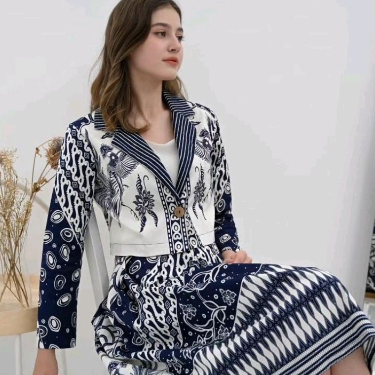 ART H6C BLAZER  ROMPI BATIK CROP KOREAN STYLE LENGAN PANJANG 316 L